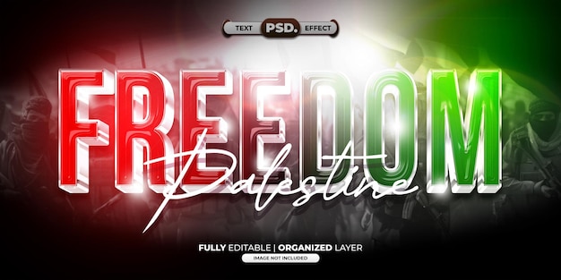 Freedom palestine 3d editable text effect template