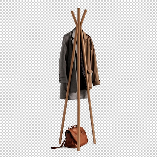 Freestanding coat stand isolated on transparent background Generative AI