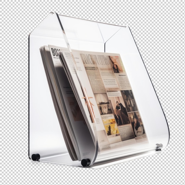 Freestanding magazine holder isolated on transparent background Generative AI