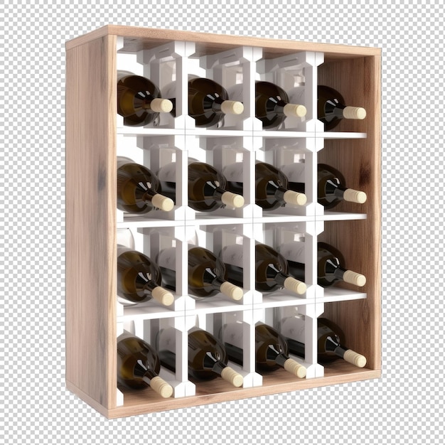 Freestanding wine rack cabinet isolated on transparent background Generative AI