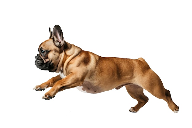 French bulldog jumping isolated from the background