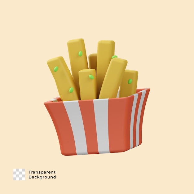 French Fries 3D render Icon