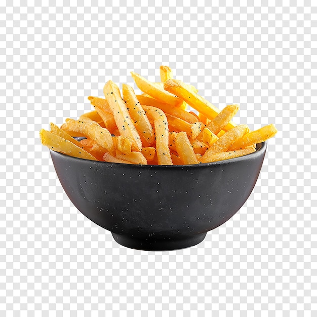 French fries in bowl isolated on a transparent background Generative