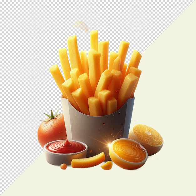 PSD french fries isolated in transparent background