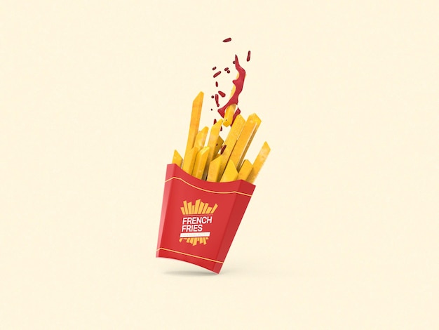 French fries packaging mockup