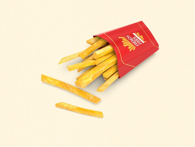 French fries packaging mockup