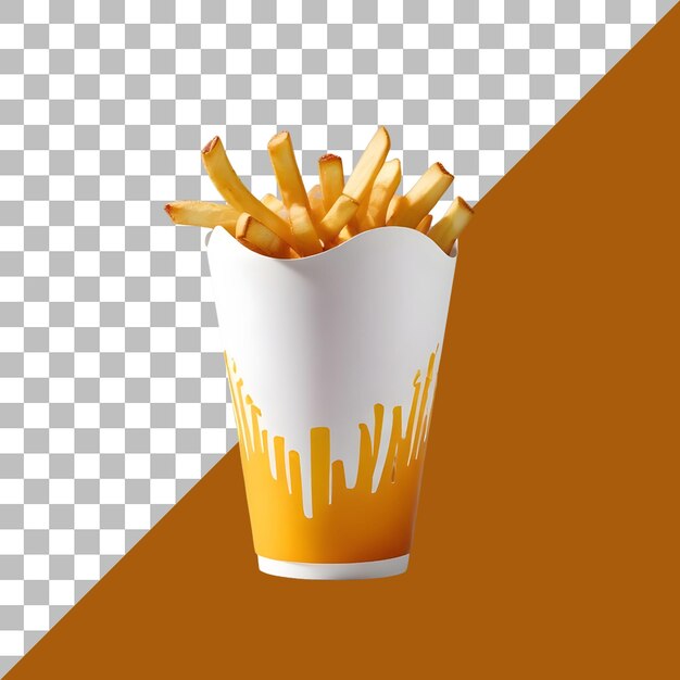 PSD french fries in a white box isolated on a transparent background