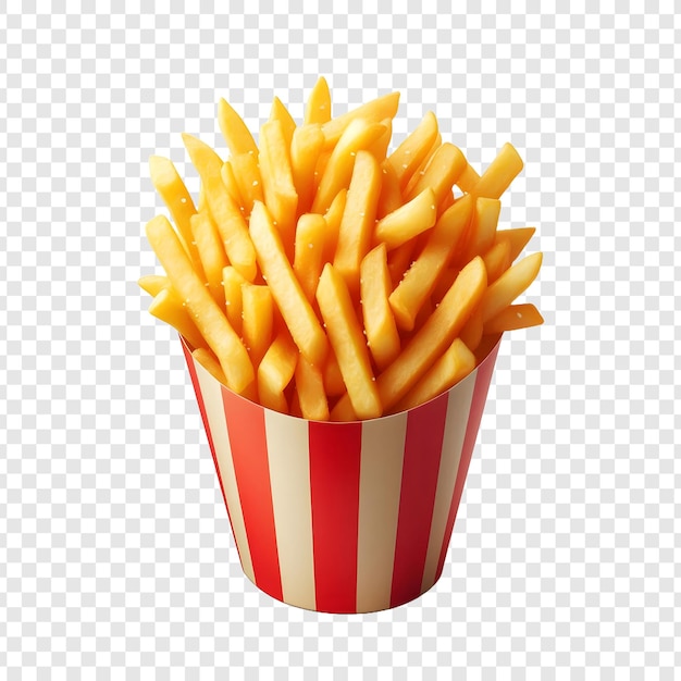 PSD french fries with ketchup isolated on transparent background