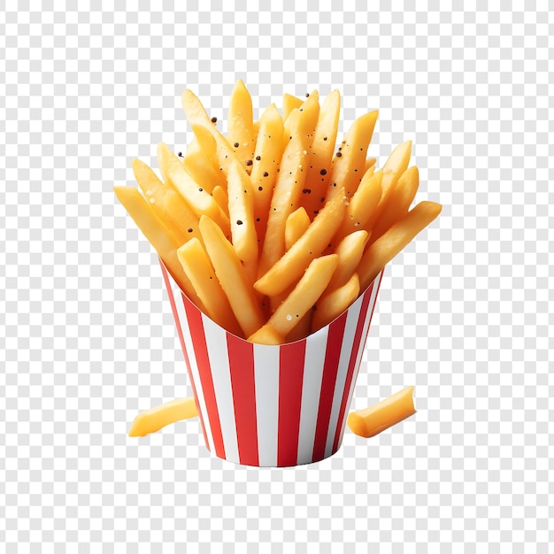 PSD french fries with ketchup isolated on transparent background