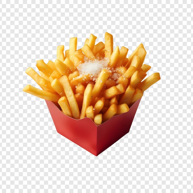 PSD french fries with ketchup isolated on transparent background