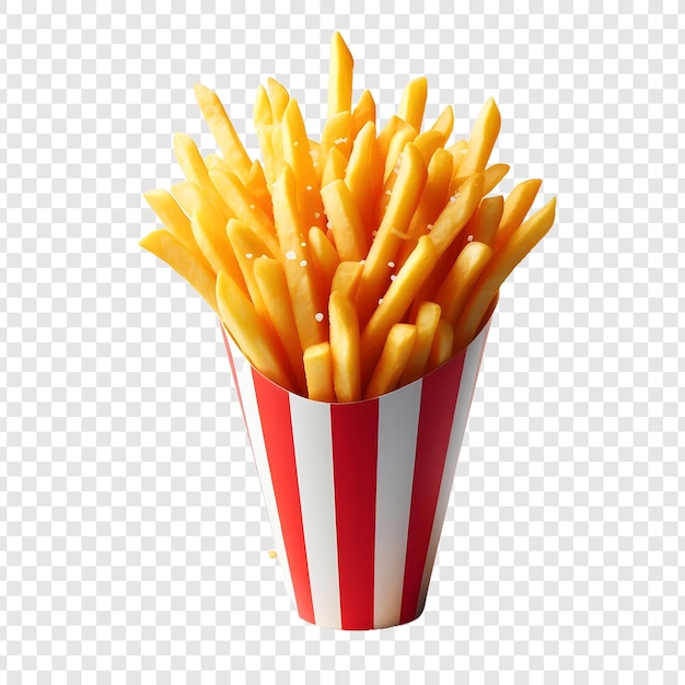 PSD french fries with ketchup isolated on transparent background