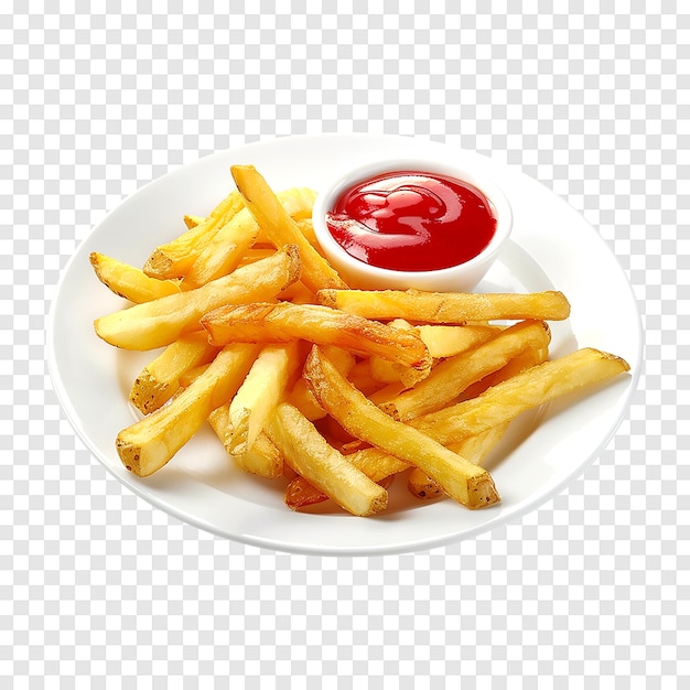 PSD french fries with sauce isolated on a transparent background