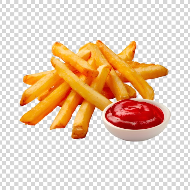 PSD french fry with sauce on a transparent background