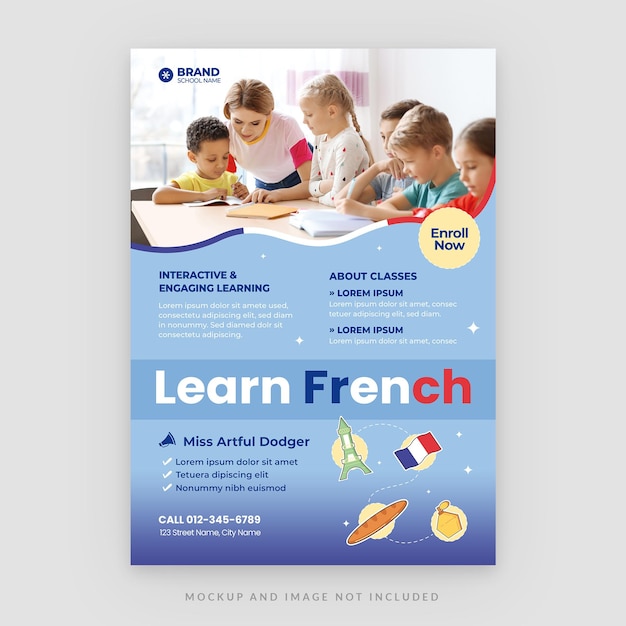 French Language Class Flyer Template in PSD V1