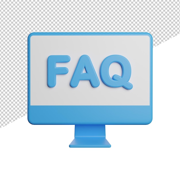 Frequently Answer Question front view 3d rendering icon illustration on transparent background