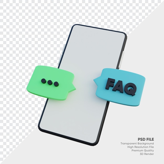 Frequently Asked Questions with smartphone and speech bubble dots and faq