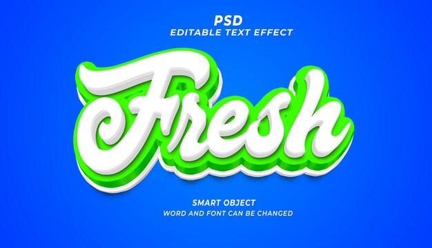 Fresh 3d editable photoshop text effect style with background