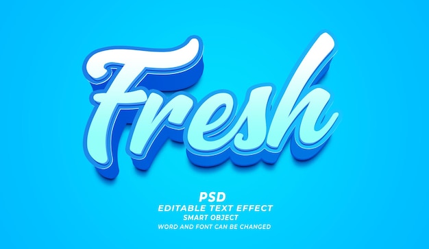 Fresh 3d editable photoshop text effect style with premium background