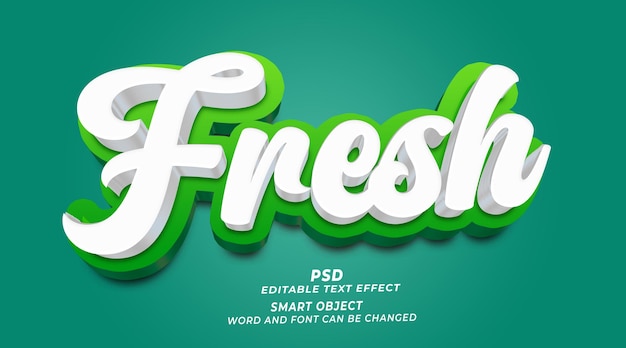 Fresh 3d editable photoshop text effect style with premium background