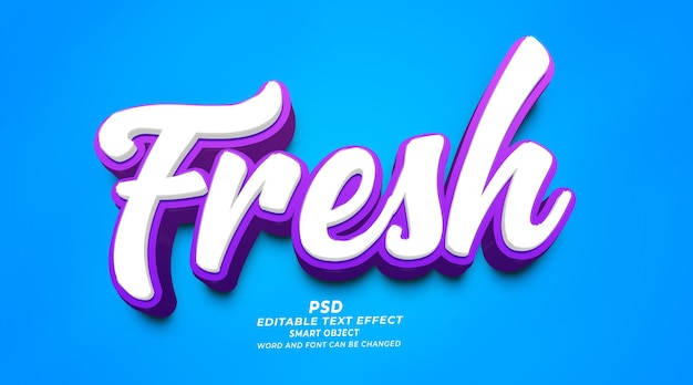 Fresh 3d editable photoshop text effect style