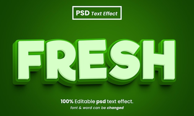 Fresh 3d editable premium psd text effect