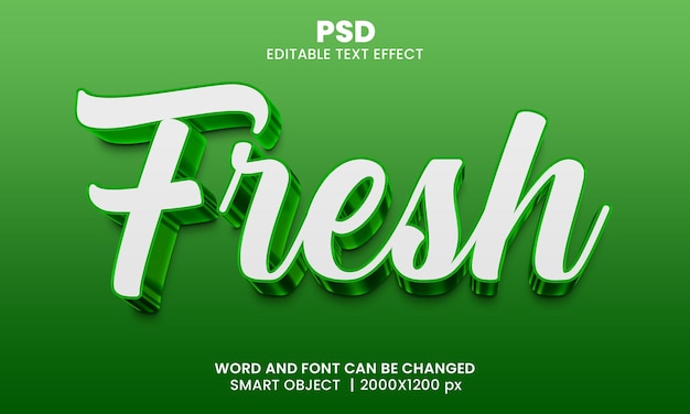 Fresh 3d editable text effect Premium Psd with background