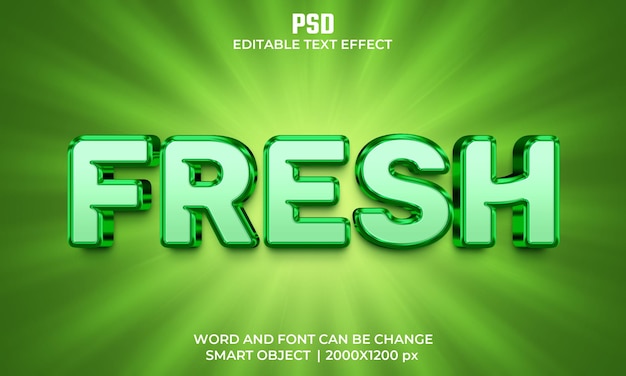 Fresh 3d editable text effect Premium Psd with background