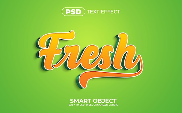 PSD fresh 3d editable text effect style