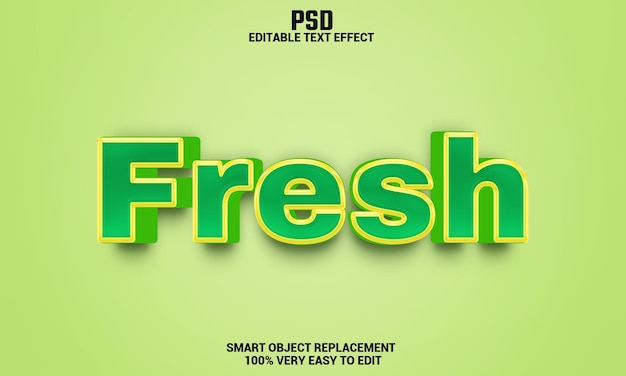 Fresh 3d editable text effect with background Premium Psd