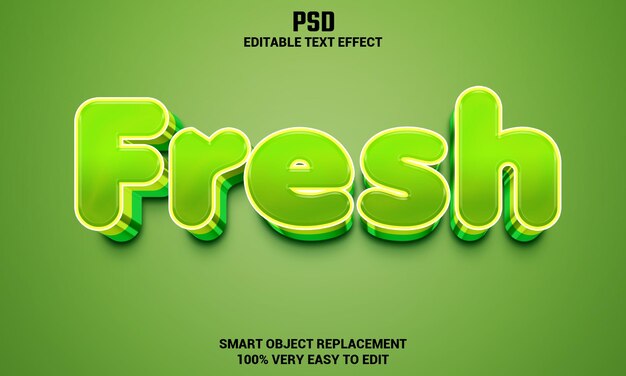 Fresh 3d editable text effect with background Premium Psd