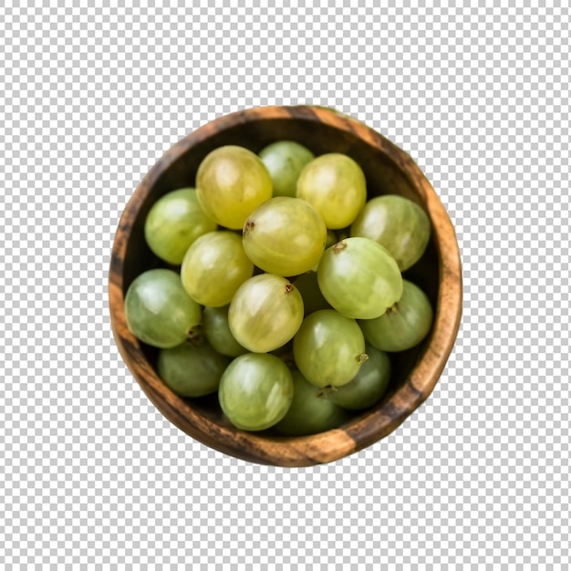 Fresh Amla Indian gooseberry fruits with leaves isolated transparent background Ai generative