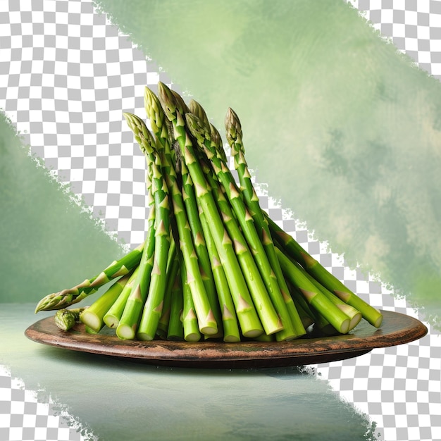 Fresh asparagus on transparent background tray isolated