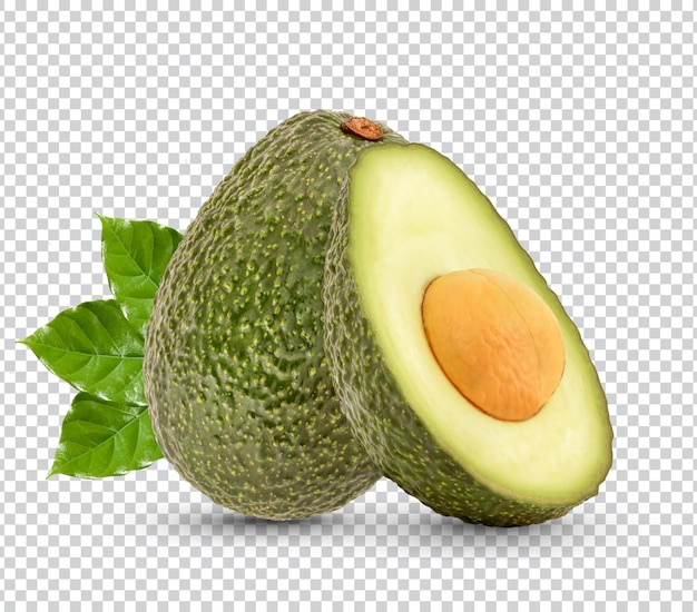 Fresh avocado with leaves isolated Premium PSD