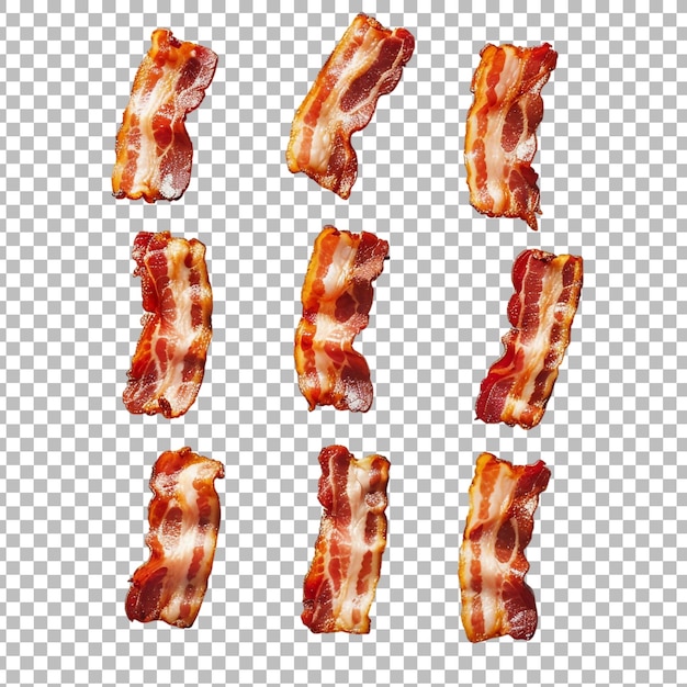 PSD fresh bacon beef slices isolated png on transparent background