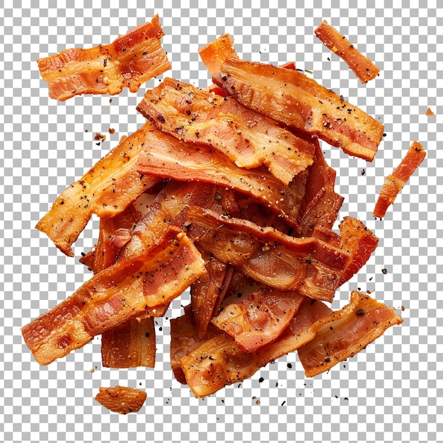 Fresh bacon beef slices isolated png on transparent background