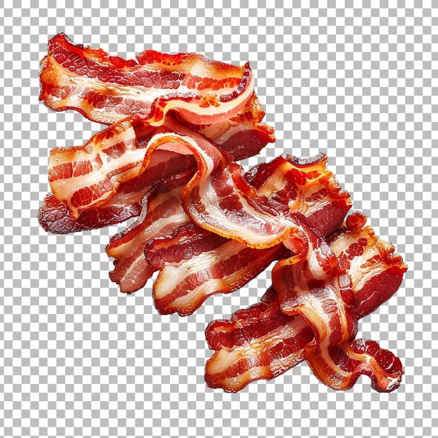 Fresh bacon beef slices isolated png on transparent background