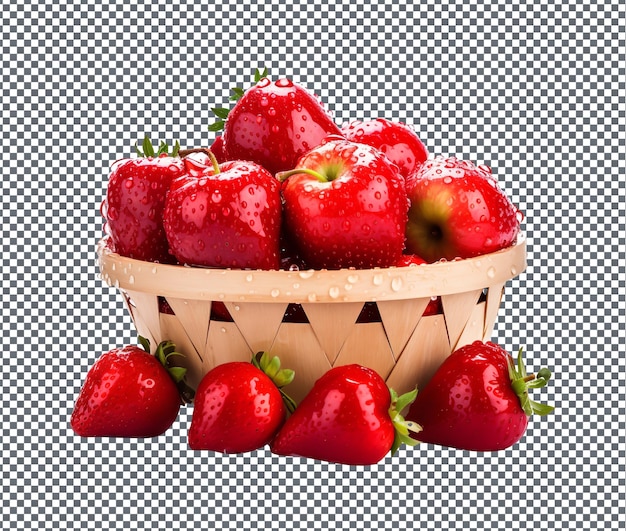 Fresh and beautiful basket of apple isolated on transparent background