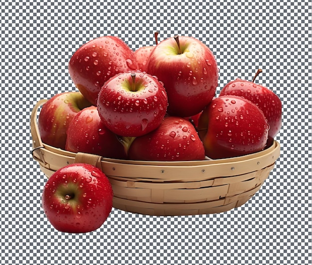 Fresh and beautiful basket of apple isolated on transparent background