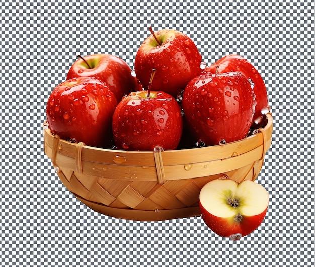 Fresh and beautiful basket of apple isolated on transparent background