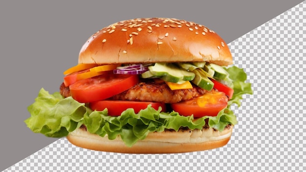 Fresh beef burger isolated on transparent background