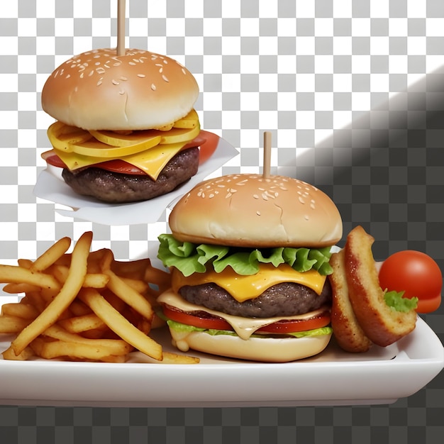 Fresh beef burger isolated on transparent background