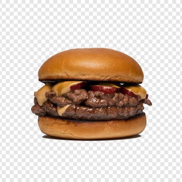 Fresh beef burger on transparent background