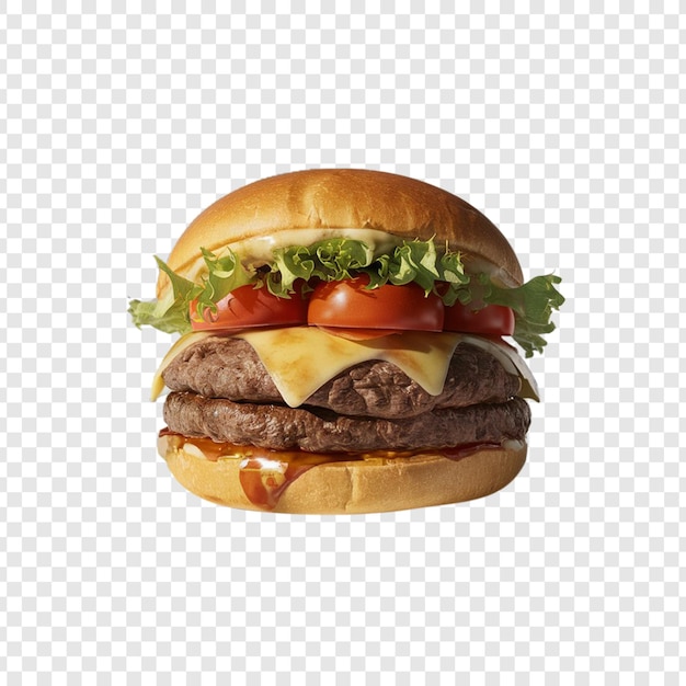 Fresh beef burger on transparent background