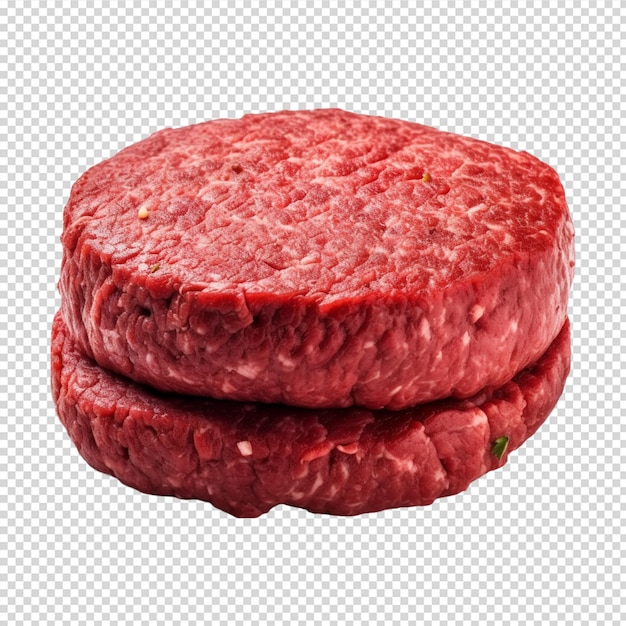 Fresh beef pettie burger isolated on transparent on white