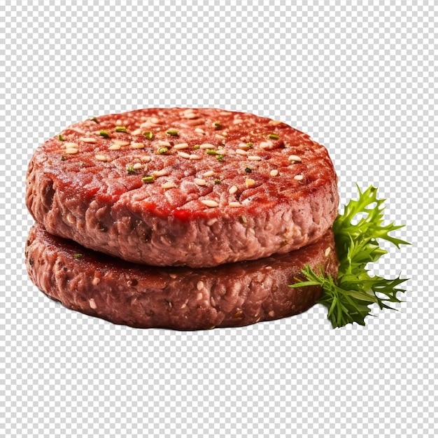 Fresh beef pettie burger isolated on transparent on white