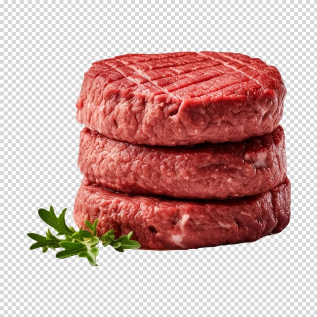 Fresh beef pettie burger isolated on transparent on white