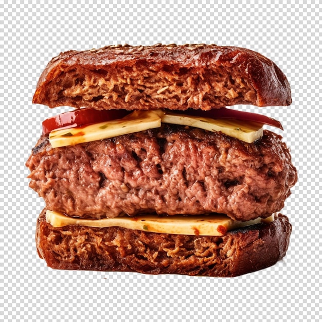 Fresh beef pettie burger isolated on transparent on white