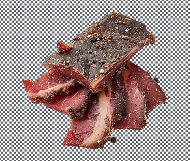 Fresh Biltong Dried cured meat isolated on transparent background