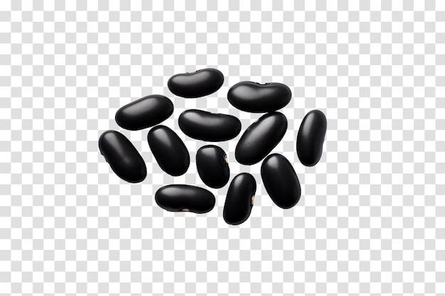 Fresh black beans isolated on transparent background