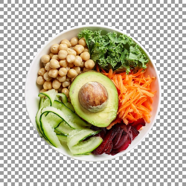 Fresh breakfast vegan bowl isolated on transparent background